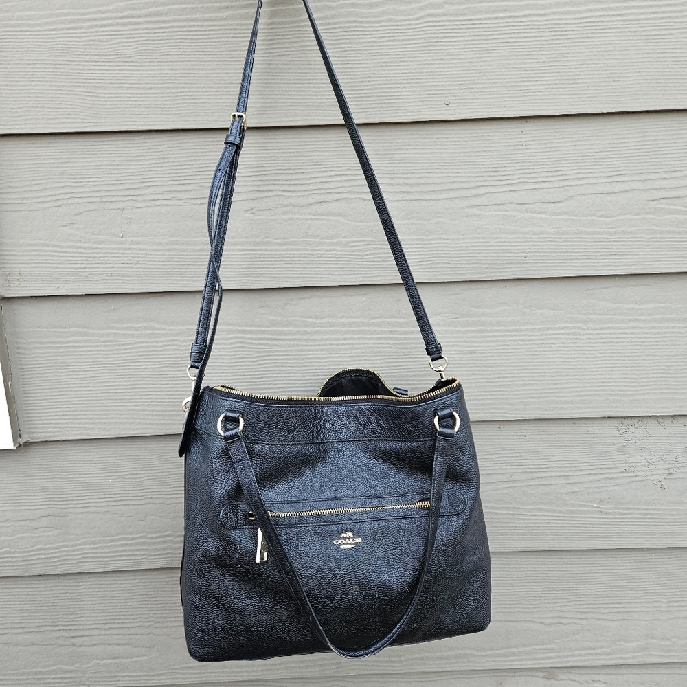 Coach Black Leather Tote with Gold Hardware - Picture 11 of 16